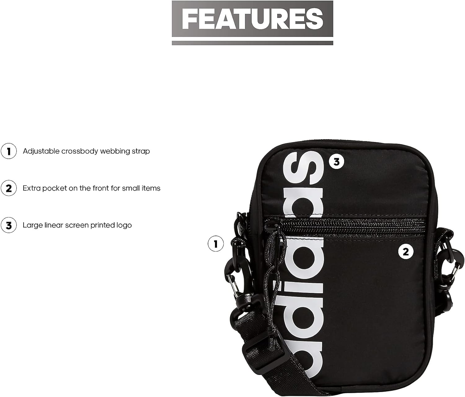 adidas Must Have Festival Crossbody Bag， Black， One Size - Image 2